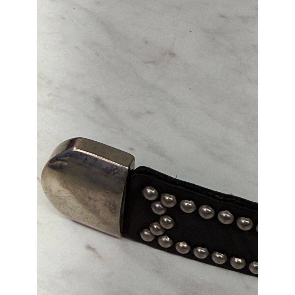Sand Castle New York Black Leather Studded Western Belt Silver Buckle 42 Inch - Picture 6 of 7